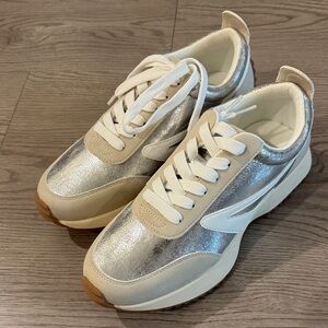 Dolce Vita Silver and Cream Sneakers